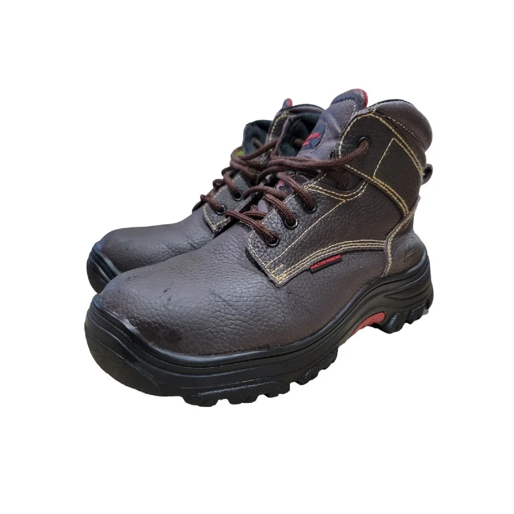 Skechers Burgin Tarlac Men's Brown‎ Steel Toe Work Boots 77143 Size 8.5 M